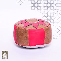 Handmade Genuine Leather Pouf - Red 3 - Rbatia