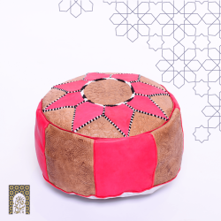 Handmade Genuine Leather Pouf - Red 3 - Rbatia