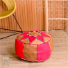 Handmade Genuine Leather Pouf - Red 3 - Rbatia