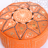 Artisanal Genuine Leather Pouf - Orange 2 - Fazia