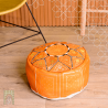 Artisanal Genuine Leather Pouf - Orange 2 - Fazia