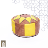 Handmade Genuine Leather Pouf - Yellow - Rbatia