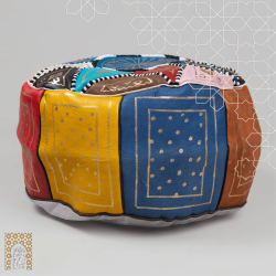 Artisanal Genuine Leather Pouf - MultiColour - Fazia