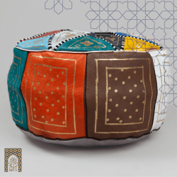 Artisanal Genuine Leather Pouf - MultiColour - Fazia