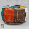 Artisanal Genuine Leather Pouf - MultiColour - Fazia