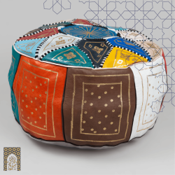 Artisanal Genuine Leather Pouf - MultiColour - Fazia