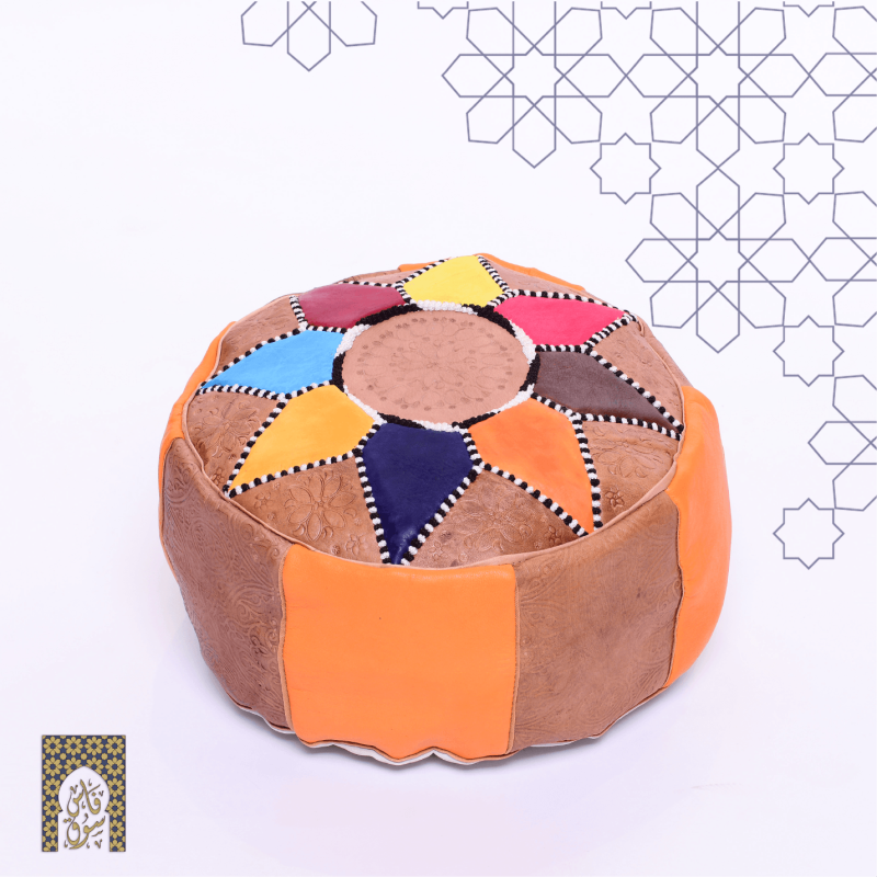 Handmade Genuine Leather Pouf - MultiColour - Rbatia