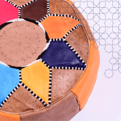 Handmade Genuine Leather Pouf - MultiColour - Rbatia