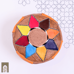 Handmade Genuine Leather Pouf - MultiColour - Rbatia