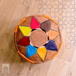 Handmade Genuine Leather Pouf - MultiColour - Rbatia