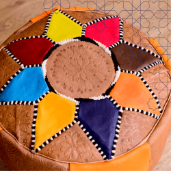 Handmade Genuine Leather Pouf - MultiColour - Rbatia