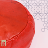 Artisanal Genuine Leather Pouf - Red