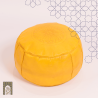 Artisanal Genuine Leather Pouf - Yellow