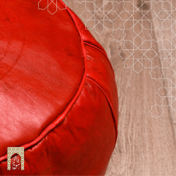 Artisanal Genuine Leather Pouf - Red