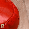 Artisanal Genuine Leather Pouf - Red