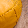 Artisanal Genuine Leather Pouf - Yellow