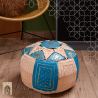 Artisanal Genuine Leather Pouf - Sky Blue - Fazia