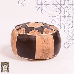 Artisanal Genuine Leather Pouf - Brown - Rbatia