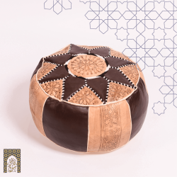 Artisanal Genuine Leather Pouf - Brown - Rbatia