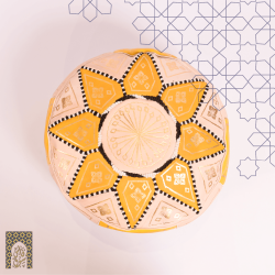 Artisanal Genuine Leather Pouf - Yellow - Fazia