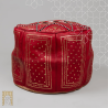 Artisanal Genuine Leather Pouf - All Red - Fazia