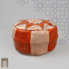 Artisanal Genuine Leather Pouf - Red - Fazia