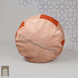 Artisanal Genuine Leather Pouf - Red - Fazia