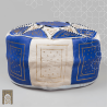 Artisanal Genuine Leather Pouf - Blue - Fazia