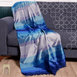 Handmade Traditional Throw Blanket - Blue 2 - Sabra & Silk