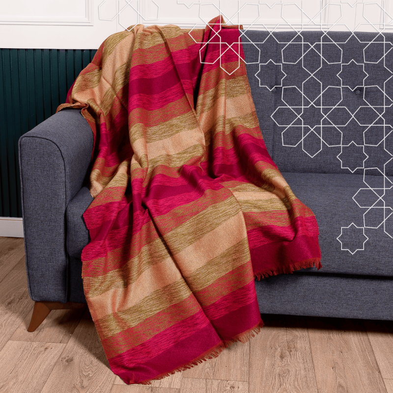 Handmade Traditional Throw Blanket - Red - Mobra