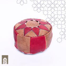 Handmade Genuine Leather Pouf - Wine Red - Rbatia