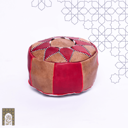 Handmade Genuine Leather Pouf - Wine Red - Rbatia