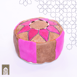 Handmade Genuine Leather Pouf - Pink - Rbatia