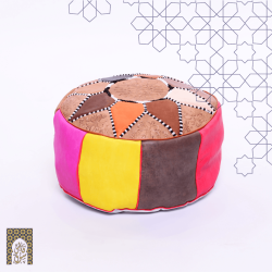 Handmade Genuine Leather Pouf - MultiColor - Rbatia