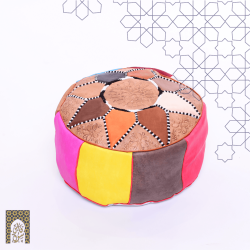 Handmade Genuine Leather Pouf - MultiColor - Rbatia