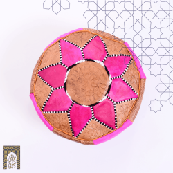 Handmade Genuine Leather Pouf - Pink - Rbatia