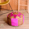 Handmade Genuine Leather Pouf - Pink - Rbatia