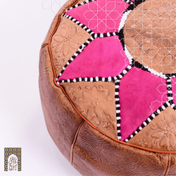 Handmade Genuine Leather Pouf - Pink 2 - Rbatia