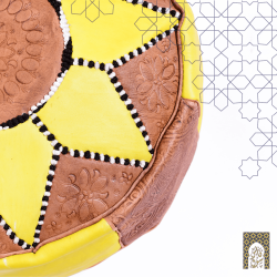 Handmade Genuine Leather Pouf - Yellow - Rbatia