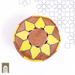 Handmade Genuine Leather Pouf - Yellow - Rbatia