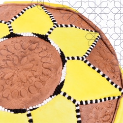 Handmade Genuine Leather Pouf - Yellow - Rbatia