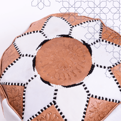 Handmade Genuine Leather Pouf -White - Rbatia