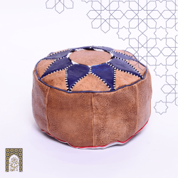 Handmade Genuine Leather Pouf - Dark Blue - Rbatia