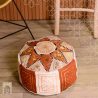 Artisanal Genuine Leather Pouf - Light Brown - Fazia