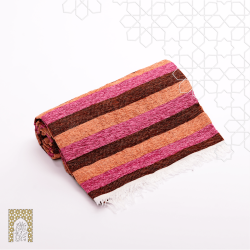 Handmade Traditional Throw Blanket - Brown & Pink & Orange - Mobra