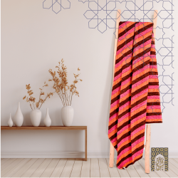 Handmade Traditional Throw Blanket - Brown & Pink & Orange - Mobra