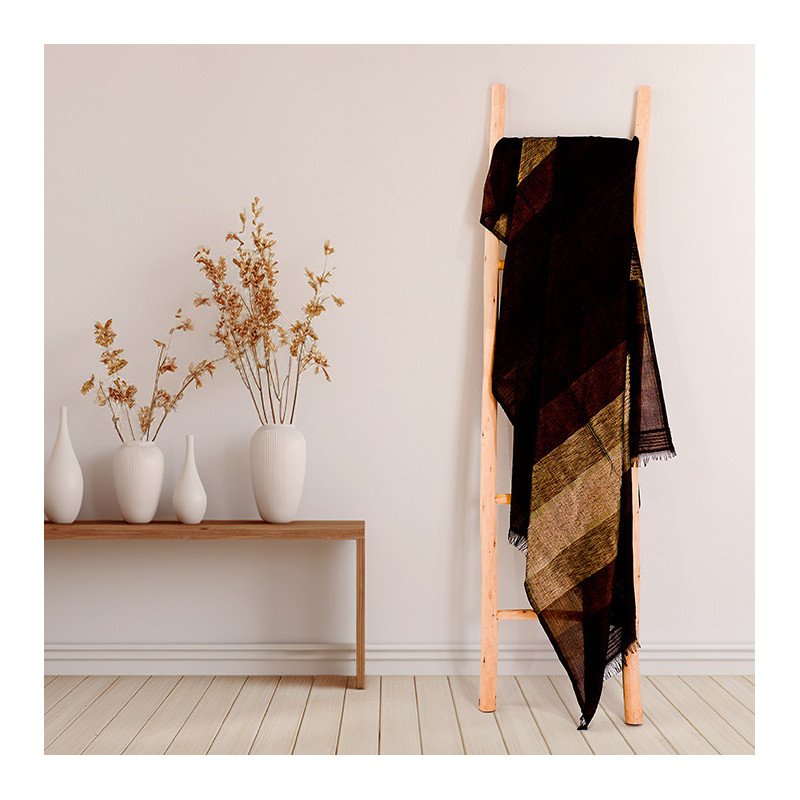 Handmade Traditional Throw Blanket - Black Gold - Sabra