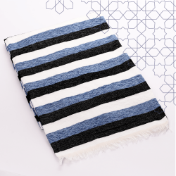 Handmade Traditional Throw Blanket - Blue White Black - Mobra