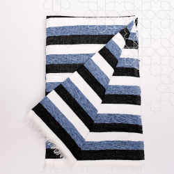 Handmade Traditional Throw Blanket - Blue White Black - Mobra