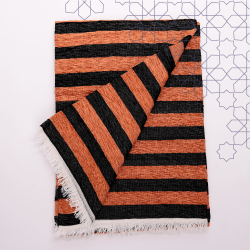 Handmade Traditional Throw Blanket - Black & Orange - Mobra